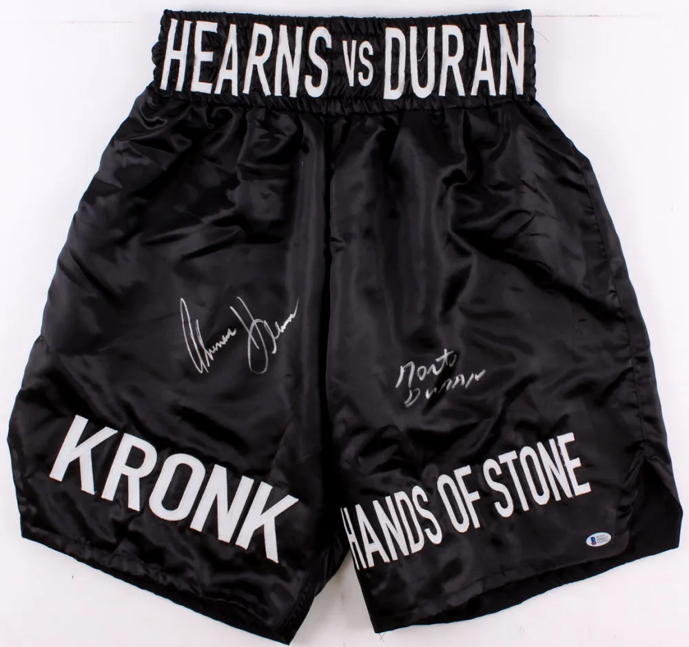 Roberto Duran & Tommy Hearns Signed Boxing Trunks (Beckett COA)