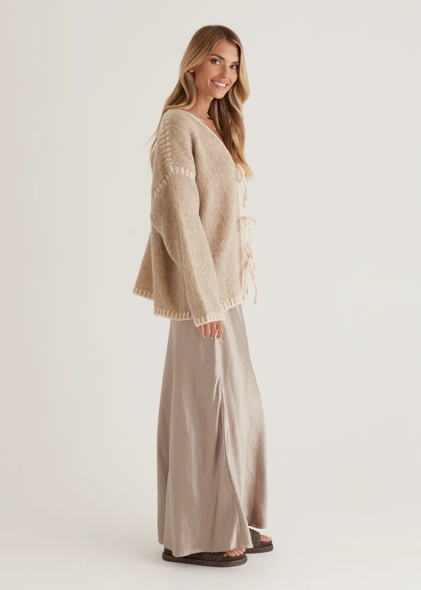 Rosey Tie Sweater - Oat