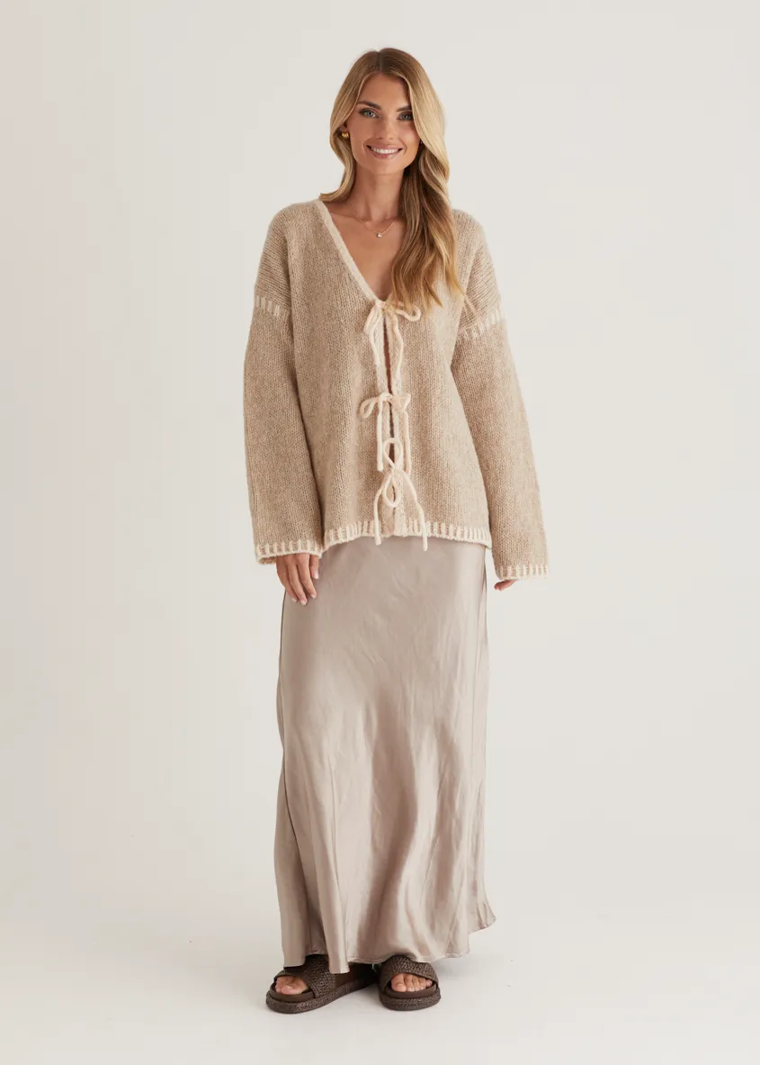 Rosey Tie Sweater - Oat