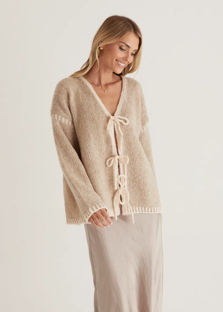 Rosey Tie Sweater - Oat