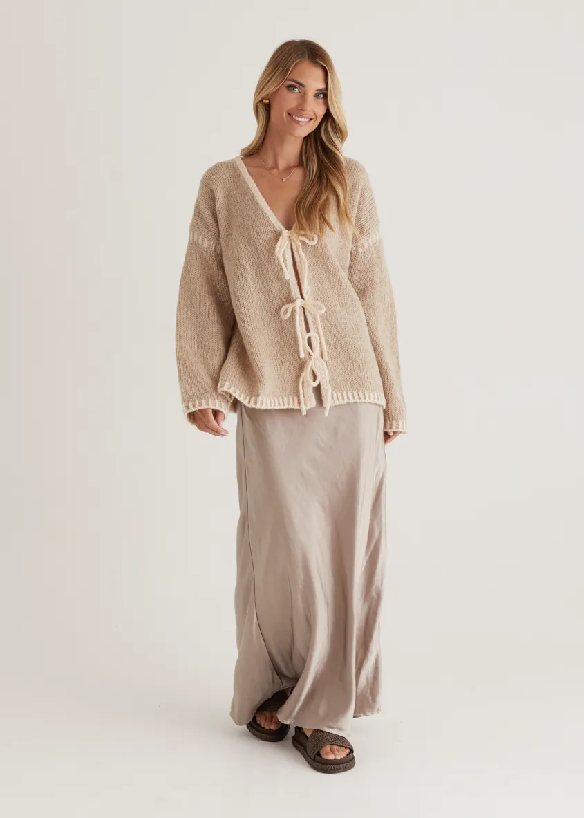 Rosey Tie Sweater - Oat