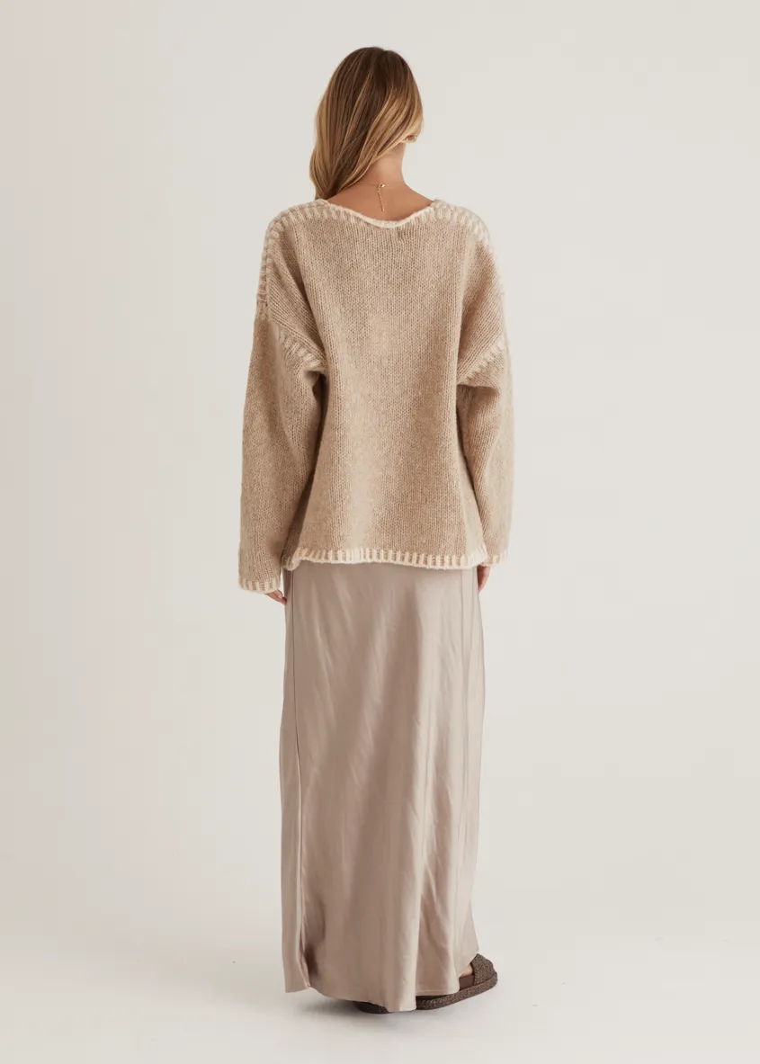 Rosey Tie Sweater - Oat