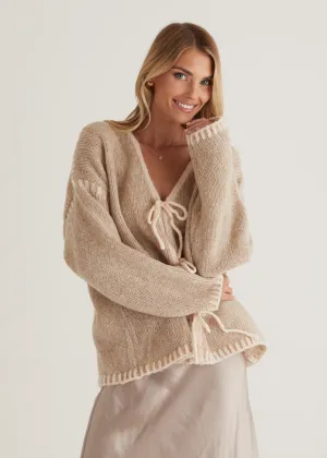 Rosey Tie Sweater - Oat