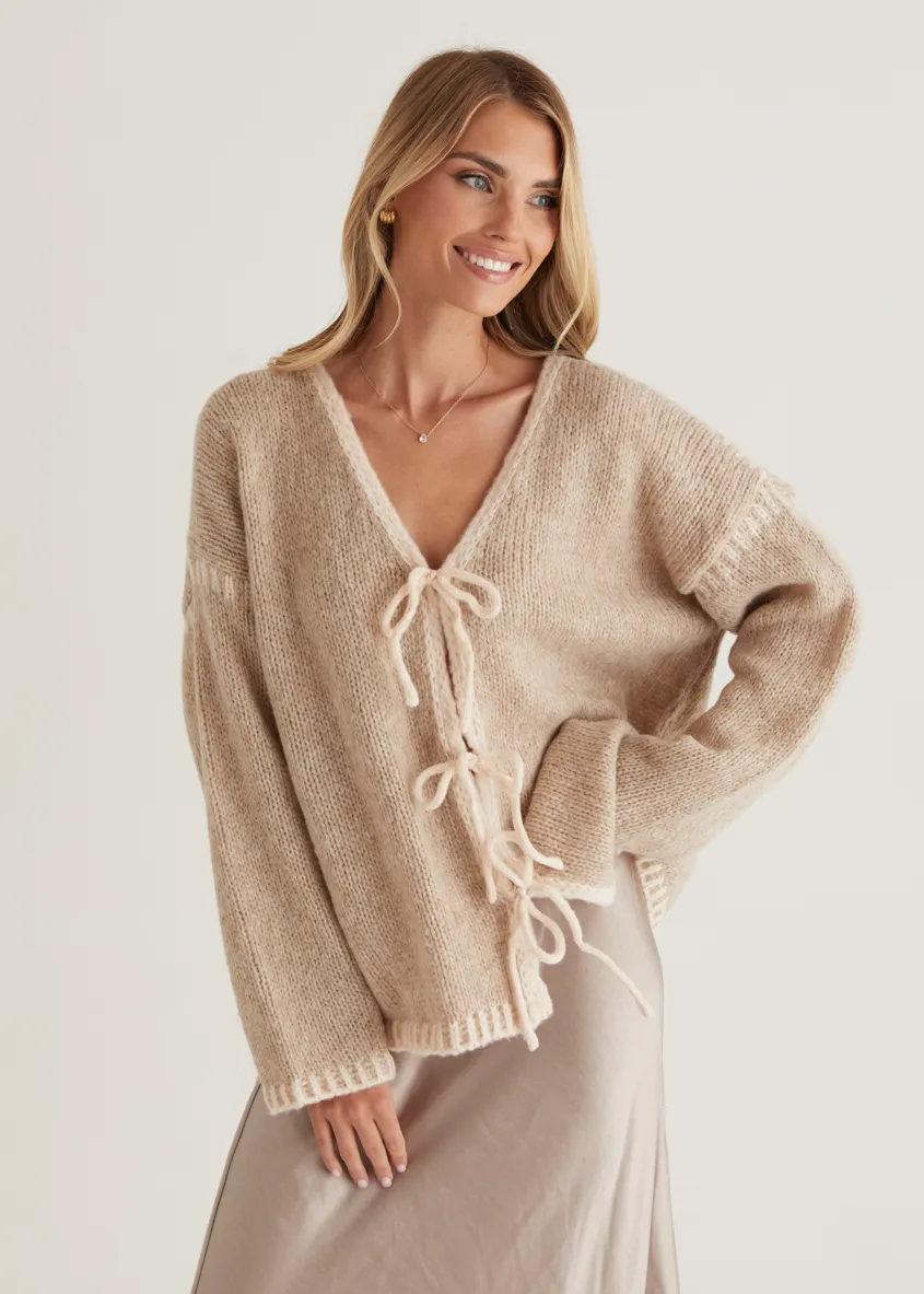 Rosey Tie Sweater - Oat