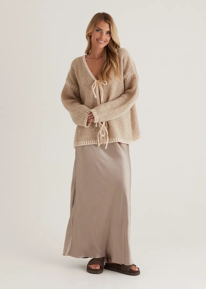 Rosey Tie Sweater - Oat
