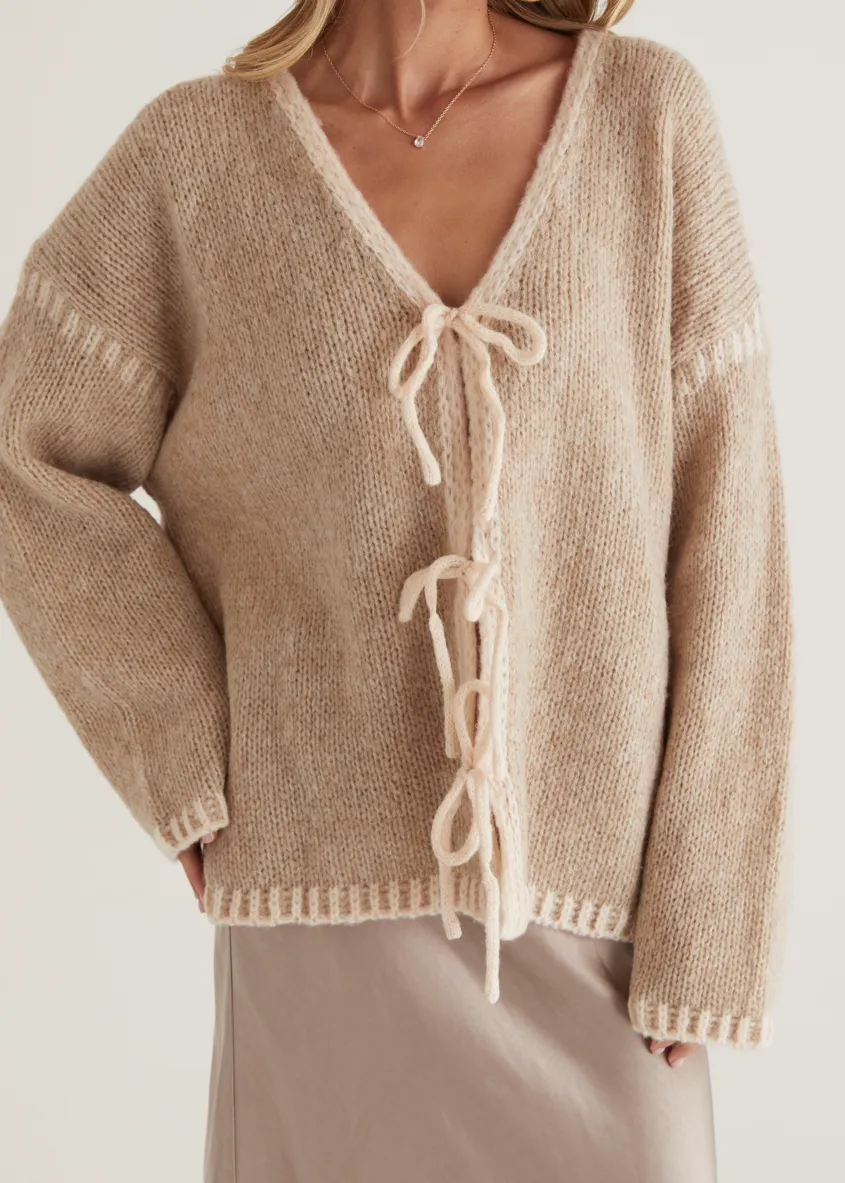 Rosey Tie Sweater - Oat