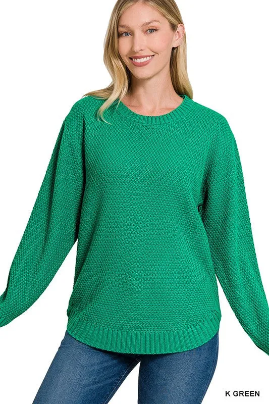 Round Neck Green Sweater