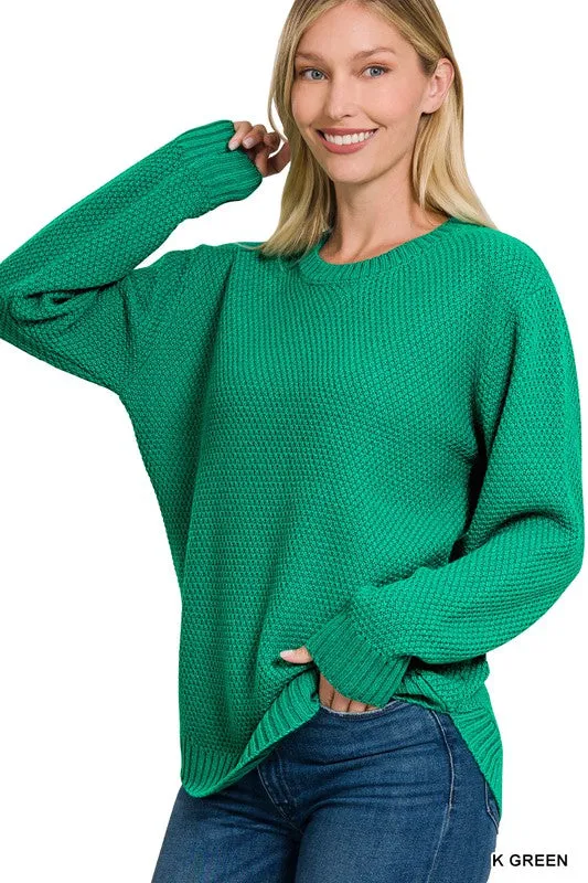 Round Neck Green Sweater