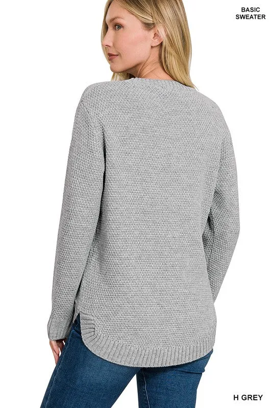 Round Neck Green Sweater