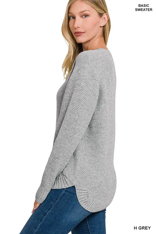 Round Neck Green Sweater