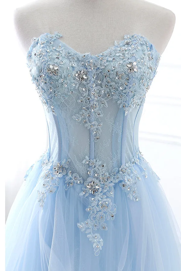 Roycebridal Bailee | Light Blue Beaded Long Prom Dress