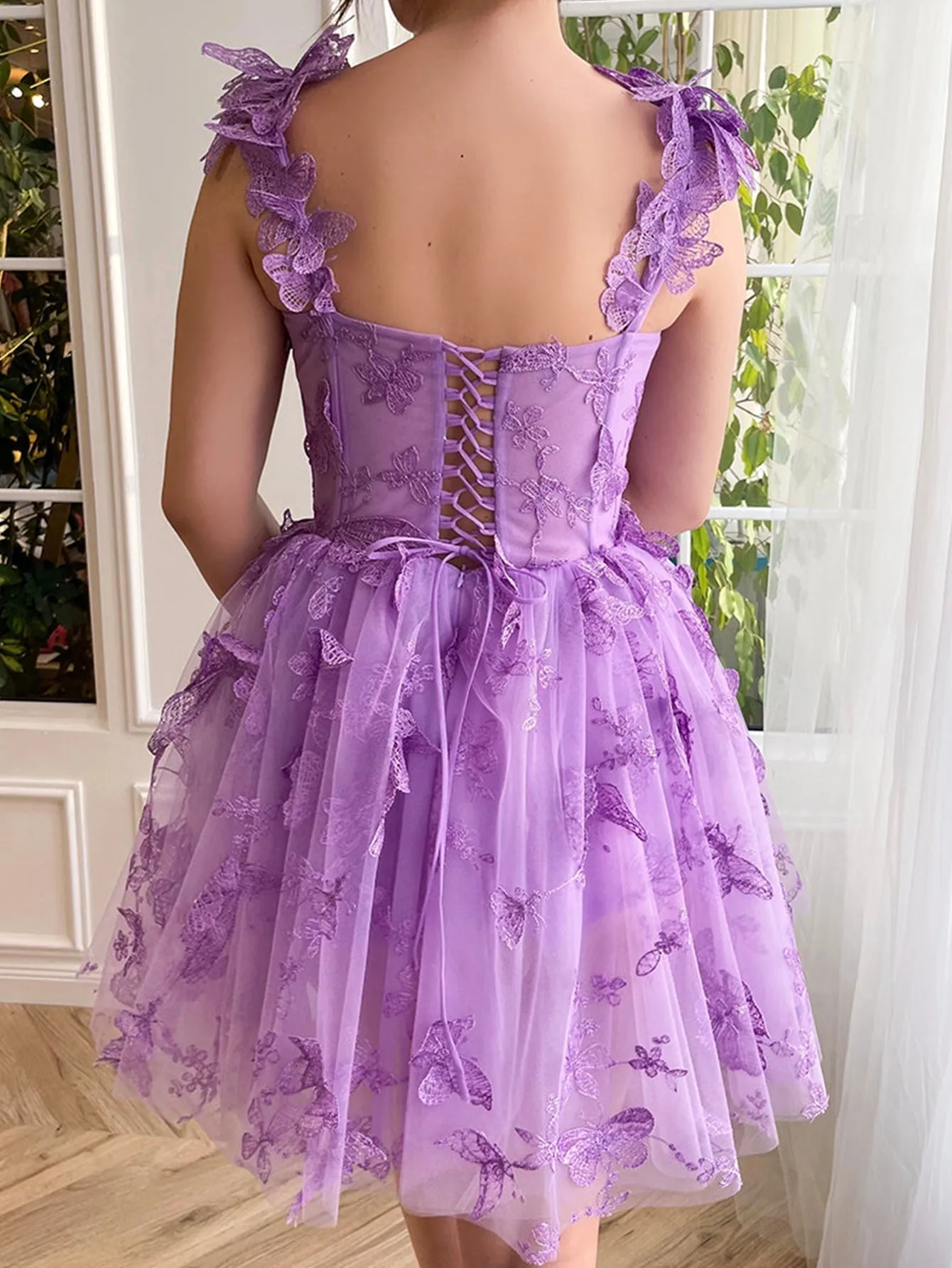 Roycebridal Natalie | Aline Short Tulle Prom Dress with 3D Butterflies