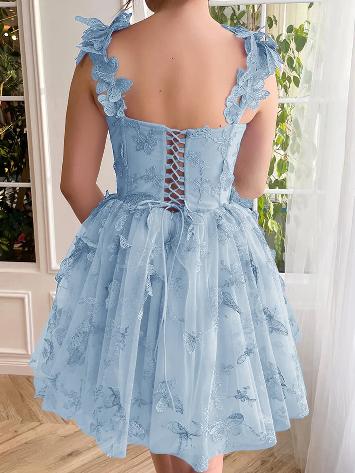 Roycebridal Natalie | Aline Short Tulle Prom Dress with 3D Butterflies