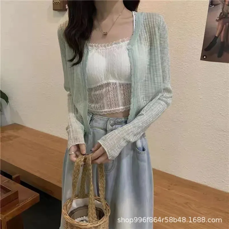 Sexy Women V Neck Button Long Sleeve Cropped Knitted Loose Sweater Tops