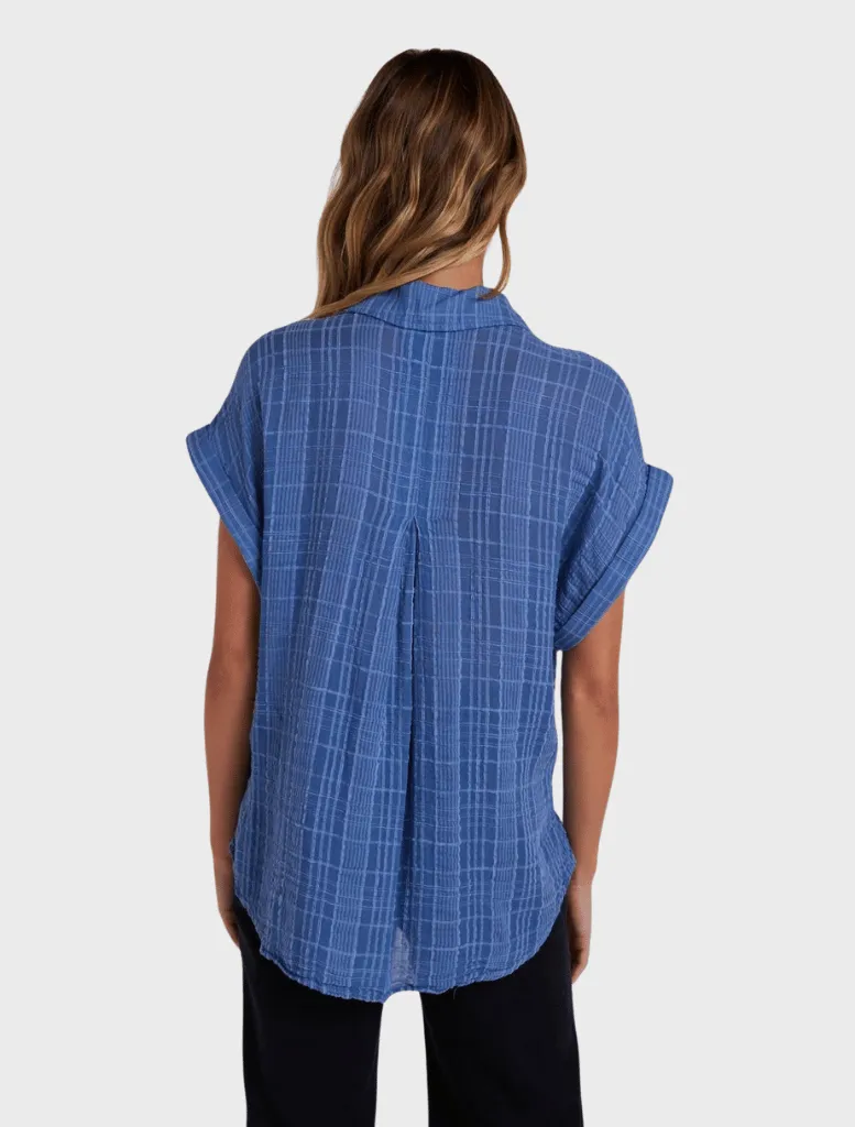 Short Sleeve Pocket Button Down - Bright Indigo