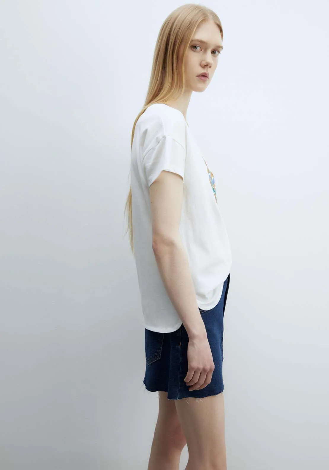 Short sleeve Sequin T-Shirt - White