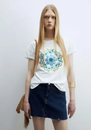 Short sleeve Sequin T-Shirt - White