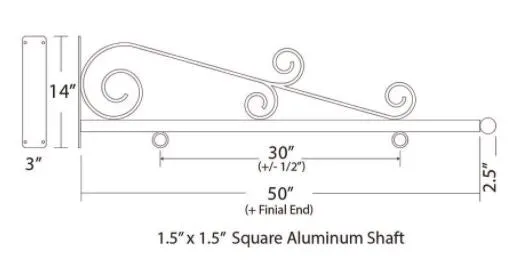 Sign Bracket - NO SIGN 48 inch Whispy Style