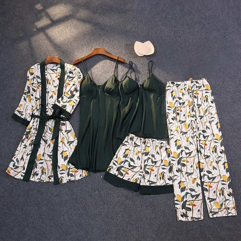 Silky Satin Pyjama Set with Removable Bra Cups