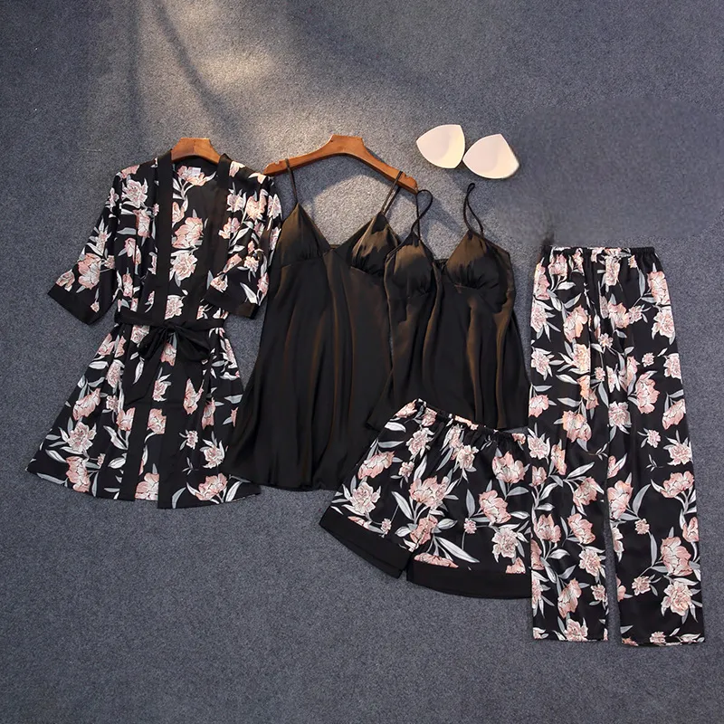 Silky Satin Pyjama Set with Removable Bra Cups
