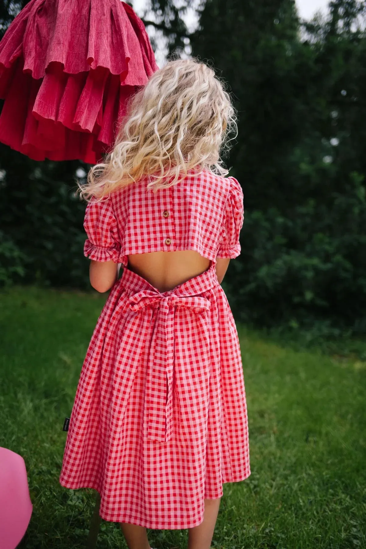 SILLY CHECKED DRESS SUNNY RED
