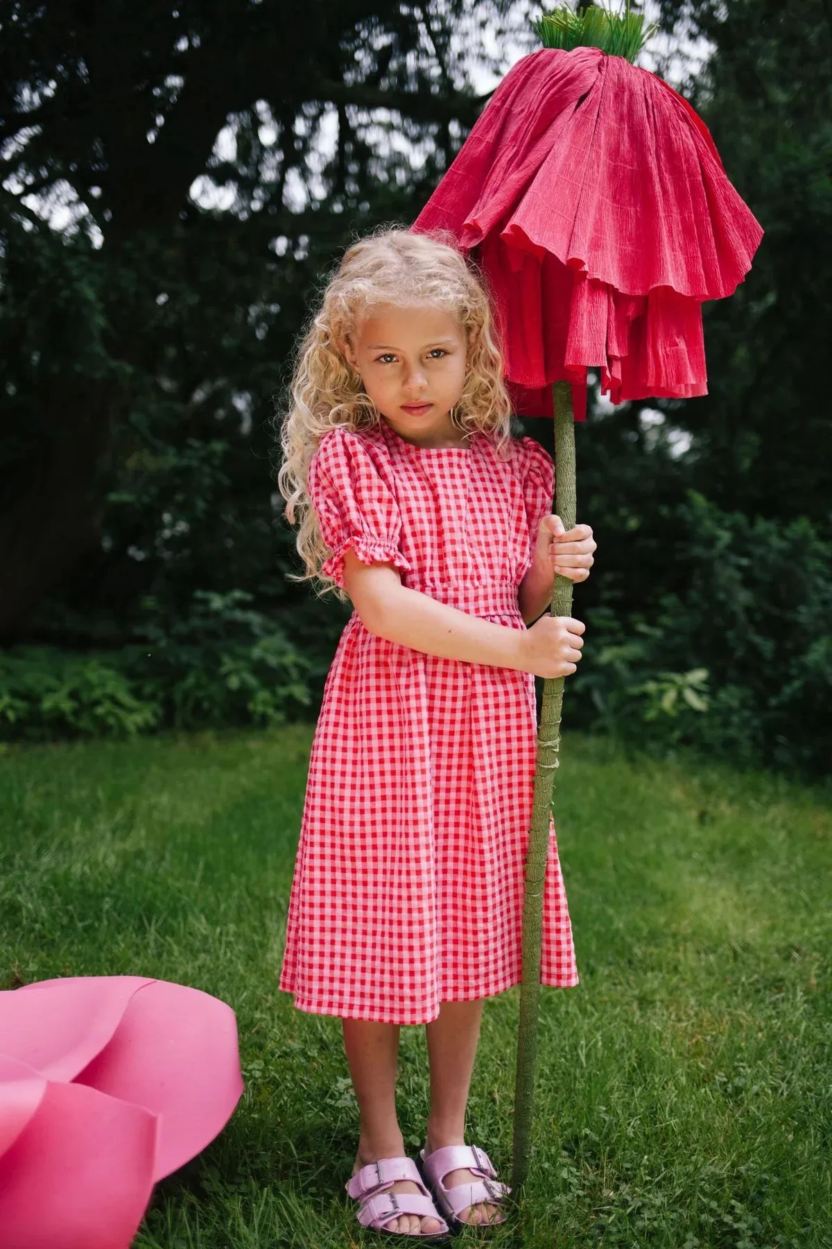 SILLY CHECKED DRESS SUNNY RED