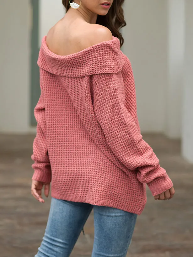 Solid Color Women's Word Collar Loose Sweater