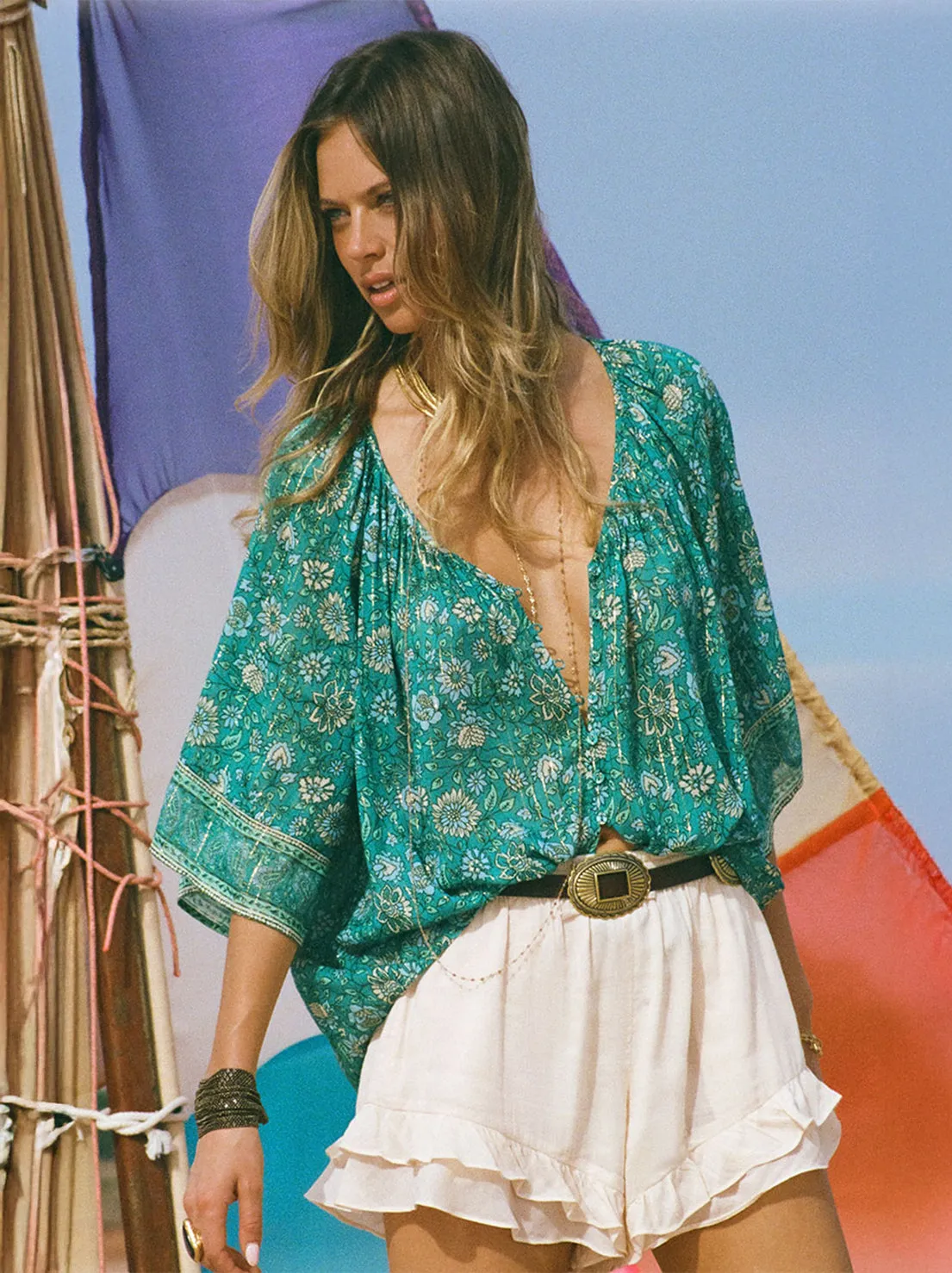 Spell - Elysian Short Sleeve Blouse - Jade