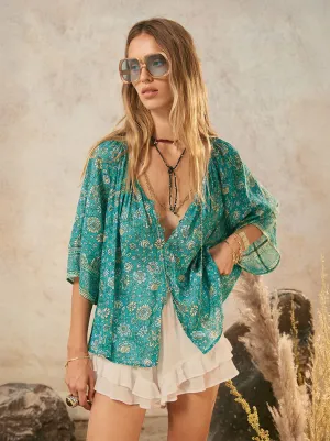 Spell - Elysian Short Sleeve Blouse - Jade