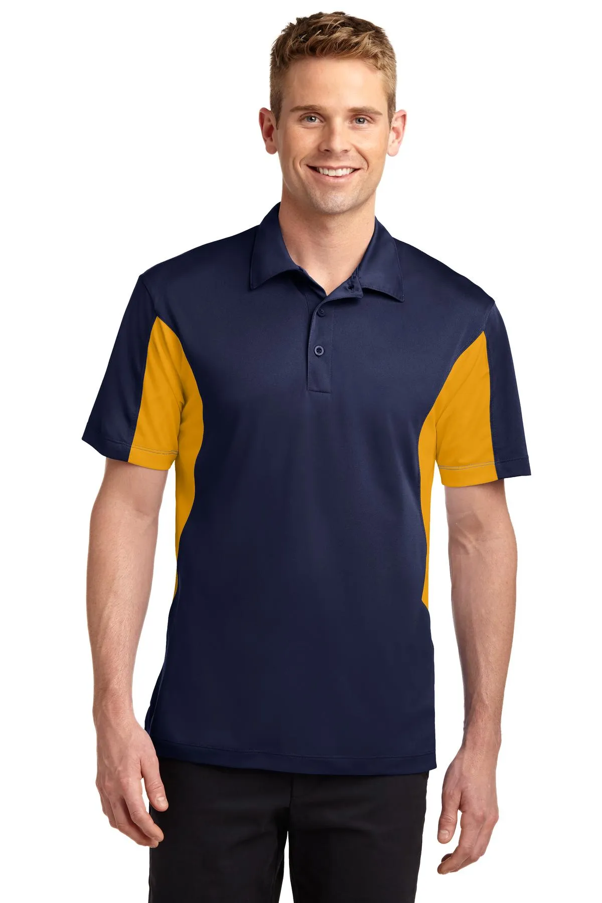 Sport-Tek Tall Side Blocked Micropique Sport-Wick Polo. TST655 True Navy/ Gold Tall