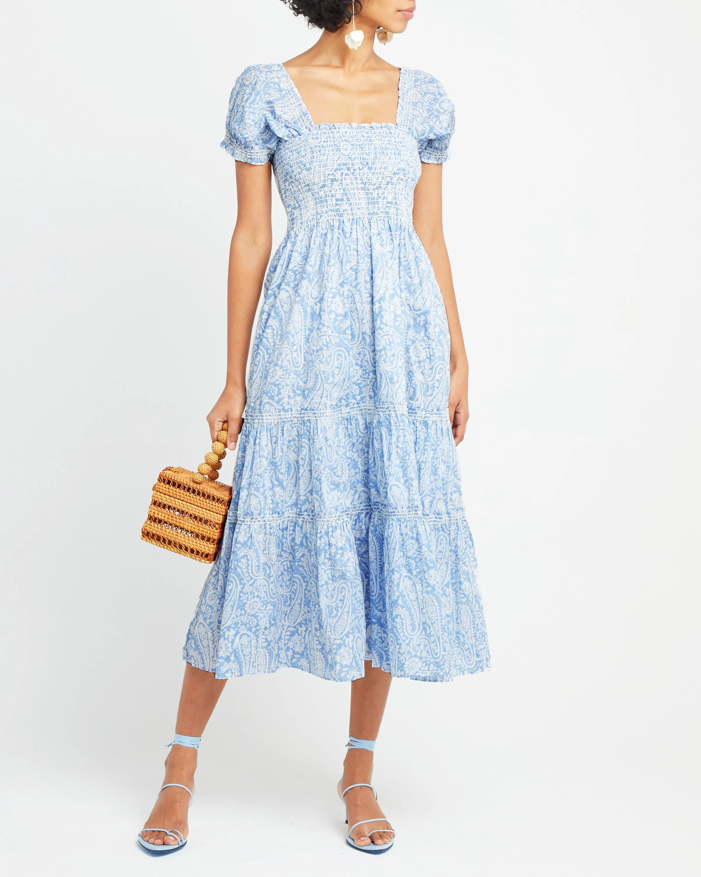 Square Neck Smocked Maxi Dress