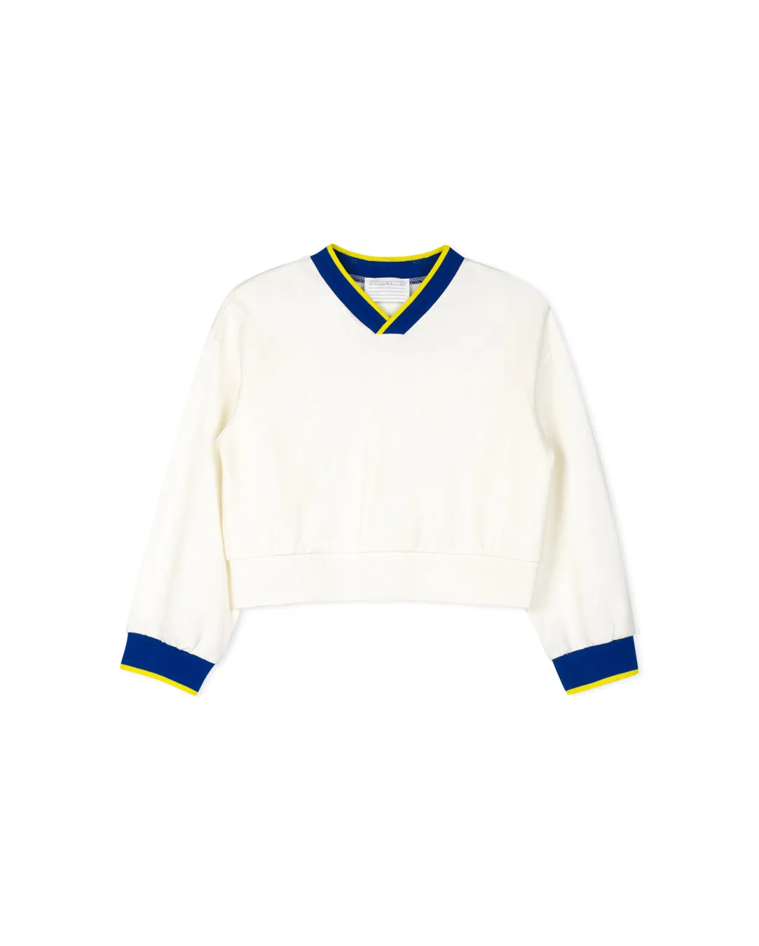Striped Trimming V-neck Sweatshirt