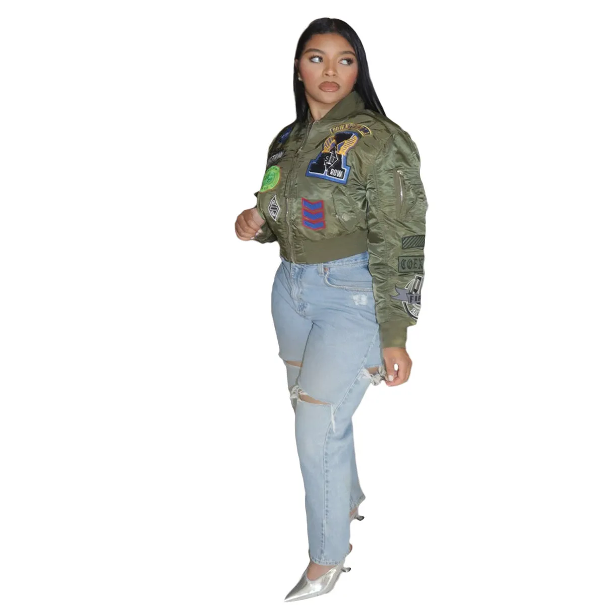 Stylish Embroidered Bomber Jacket with Casual Chic Vibes