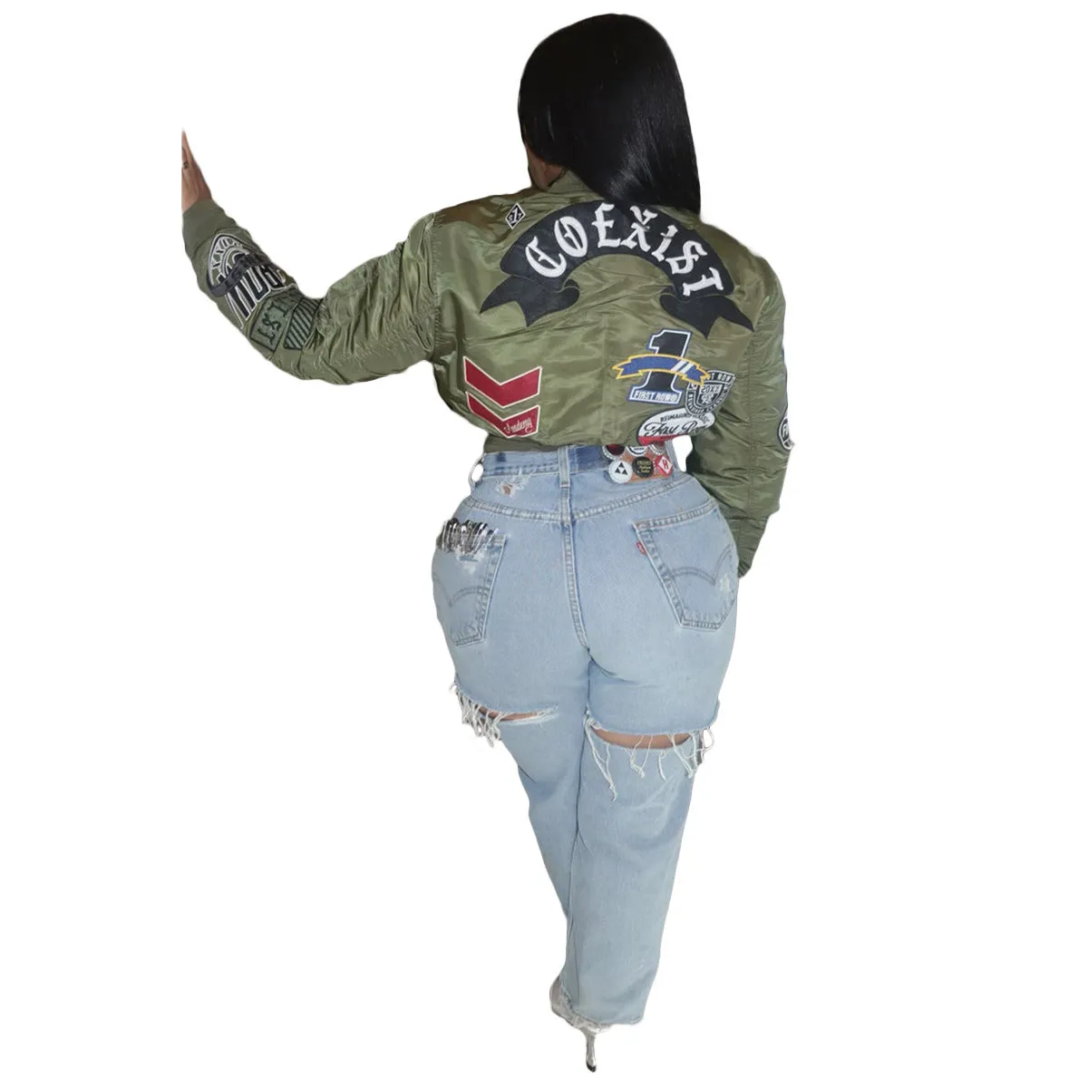 Stylish Embroidered Bomber Jacket with Casual Chic Vibes