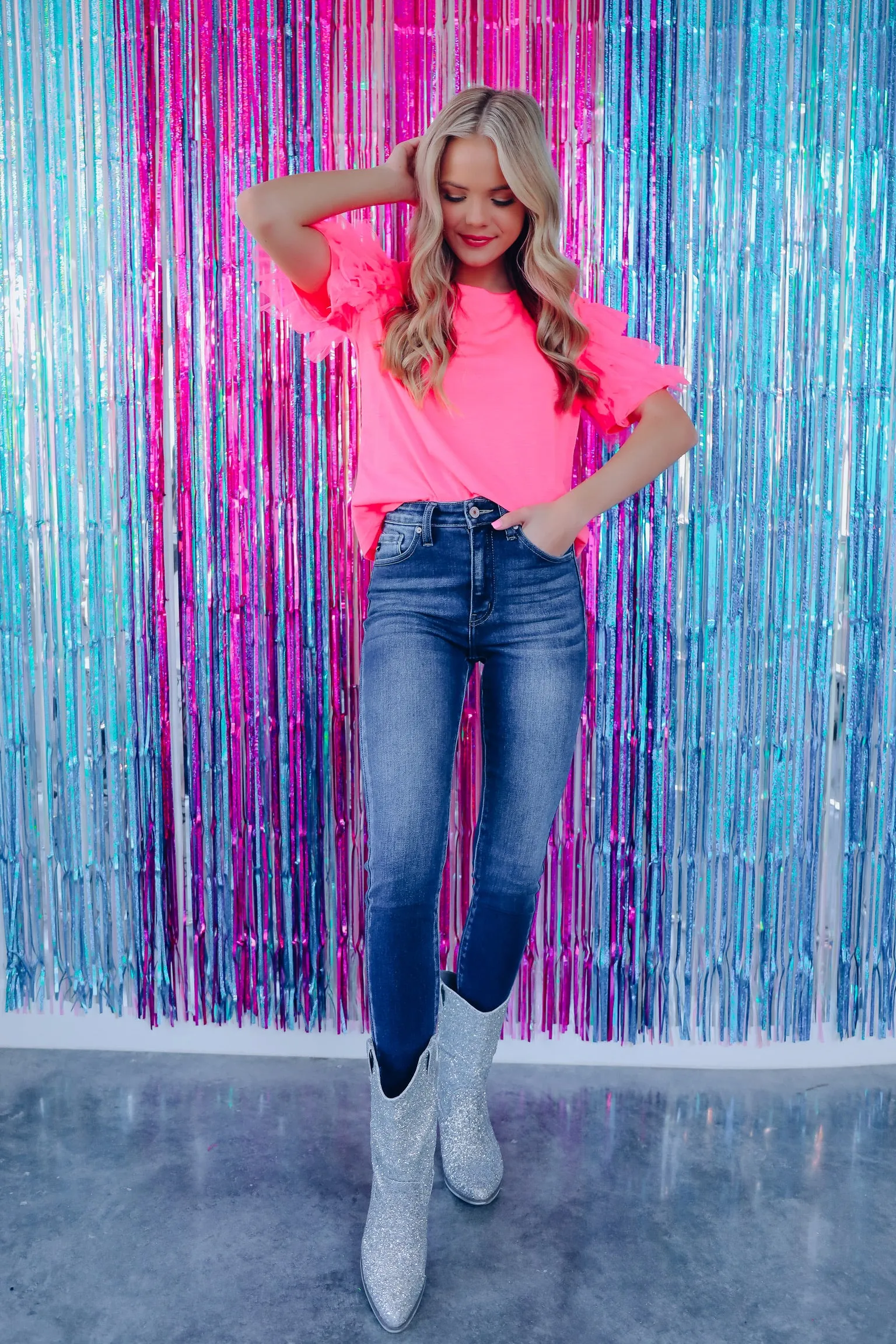 Sweet Nature Ruffle Sleeve Top - Pink