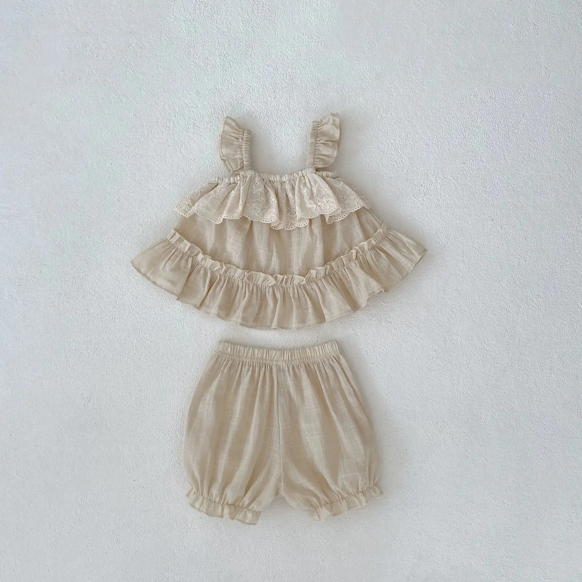 Sweet Ruffle Sleeve Top And Shorts