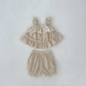 Sweet Ruffle Sleeve Top And Shorts