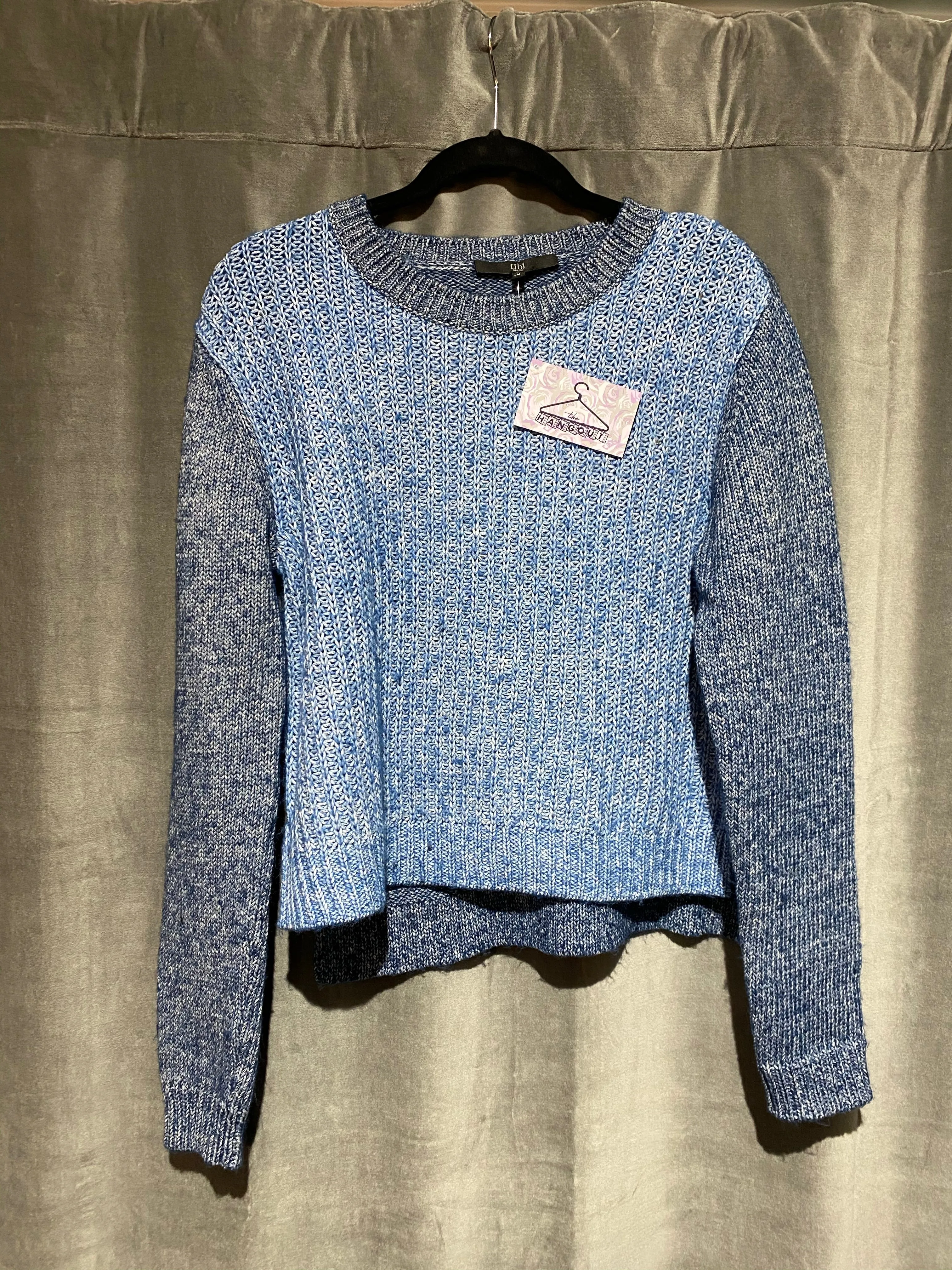 tibi New York Blue Knit Crew Neck Boxy Sweater