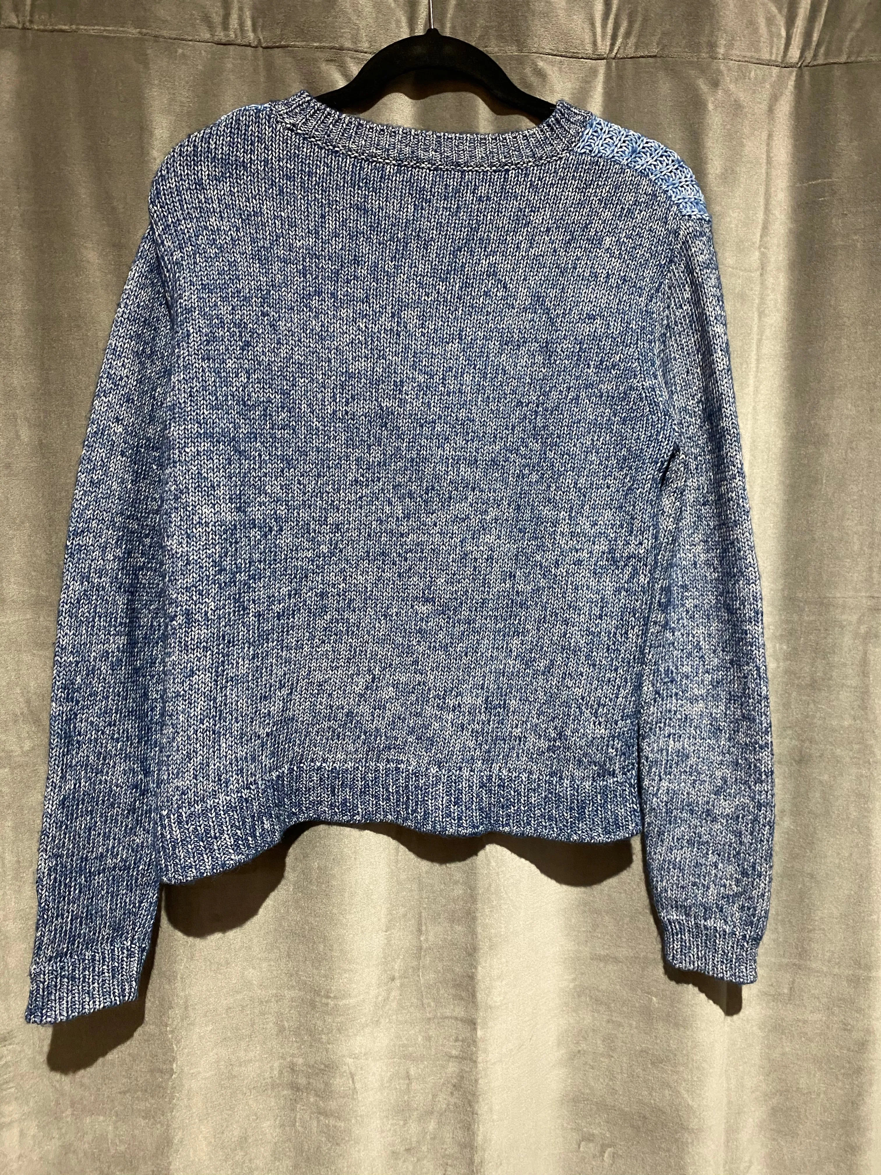 tibi New York Blue Knit Crew Neck Boxy Sweater