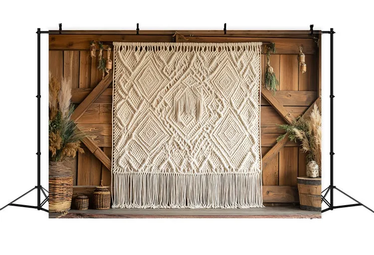 Toile de Fond Boho Arc Macramé Franges Chic GQ2-49
