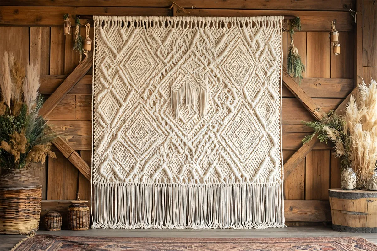 Toile de Fond Boho Arc Macramé Franges Chic GQ2-49