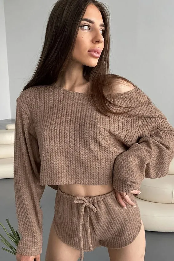 Two Piece Ribbed Knit Loungewear Set