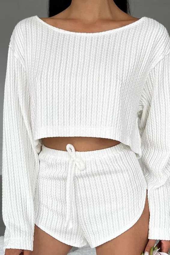 Two Piece Ribbed Knit Loungewear Set
