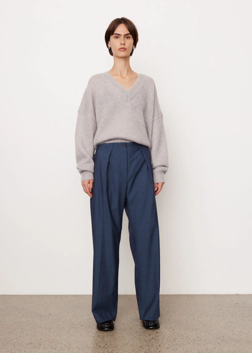 V-Neck Mohair Boxy Knit Sweater