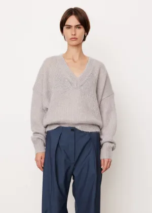 V-Neck Mohair Boxy Knit Sweater