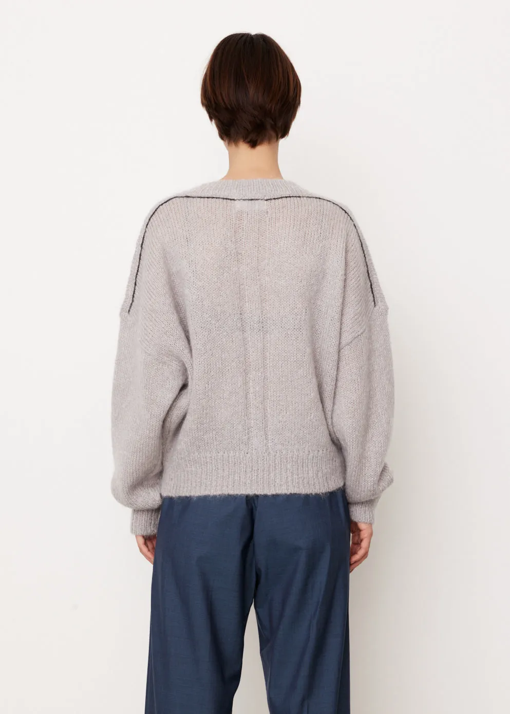V-Neck Mohair Boxy Knit Sweater