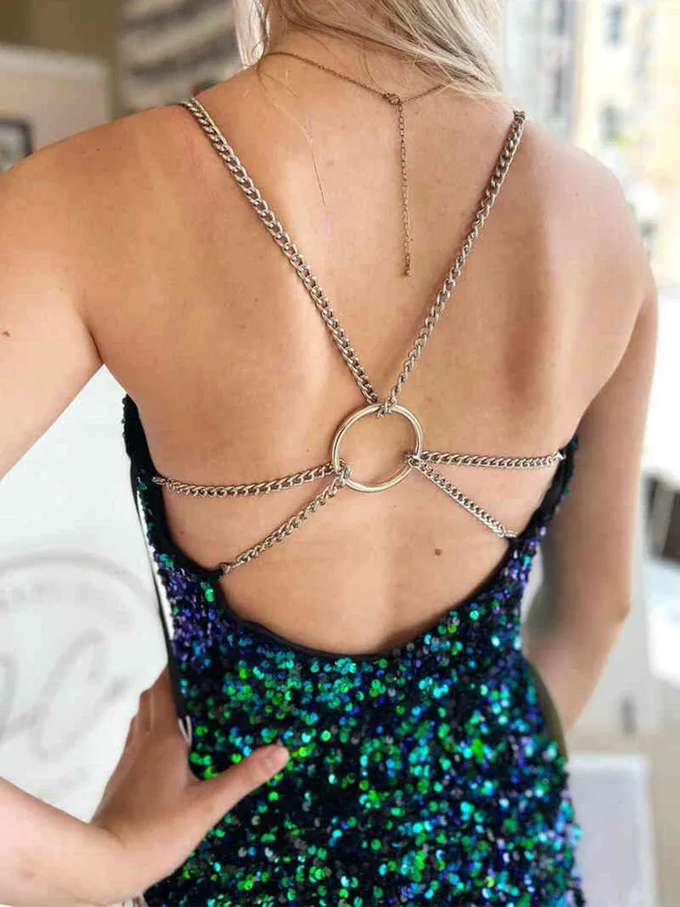 V Neck Pink/Green Backless Sequins Short Prom Dresses, V Neck Short Open Back Sequins Formal Homecoming Dresses
