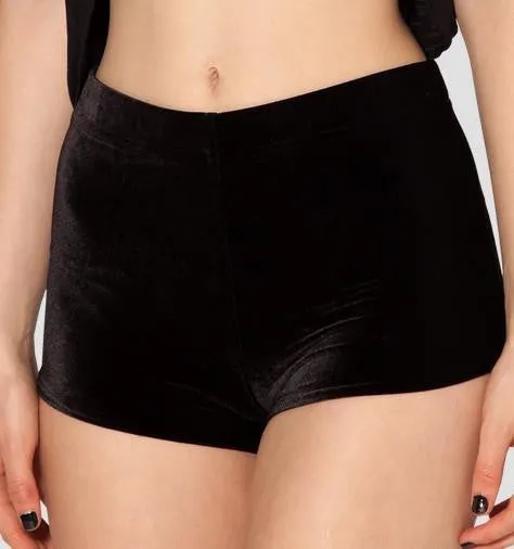 Velvet Black Bummers High Waist Women Shorts Velvet Fashion shorts