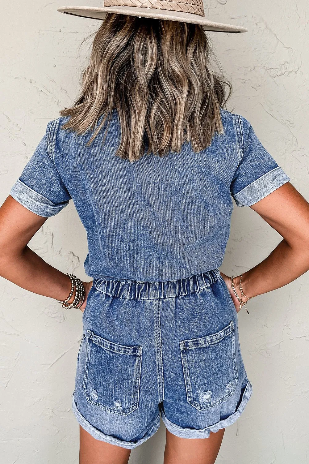 Versatile Dusk Blue Short Sleeve Romper