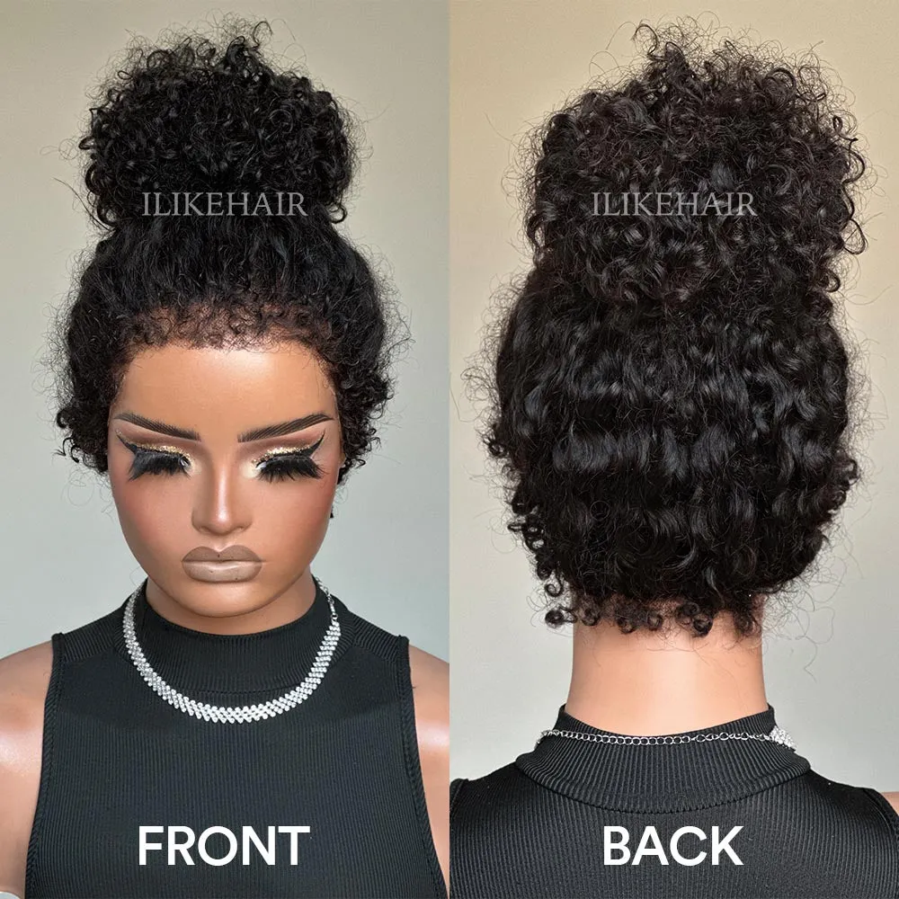 Versatile Front & Back Curly Edges 13x4 Lace Frontal Curly Wig
